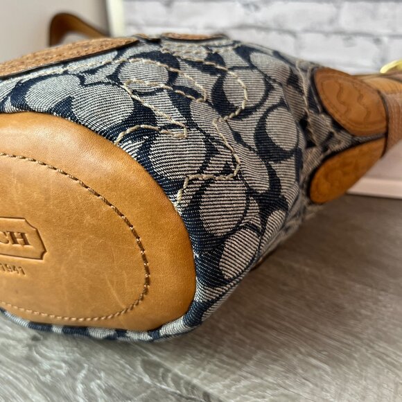 RARE COACH 11781 Bleecker Floral Appliqué Crossbody Hobo Denim Vachetta - Picture 5 of 7